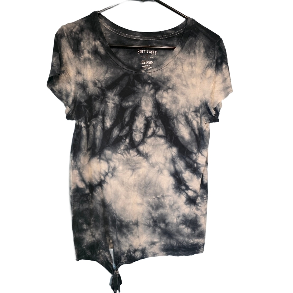 American EAGLE Tie-Dye Women's Top - Black and White Rock Y2K 90's 80's